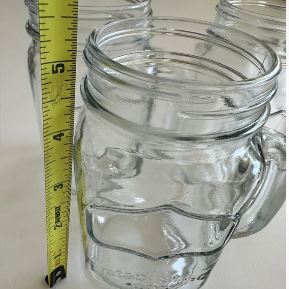Set of 4 Glass Mason Jar Mugs with Handle - Picture 4 of 6